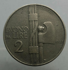 Raro  Buono da 2 LIRE 1927