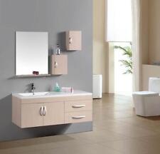 MOBILE BAGNO ARREDO COMPLETO PENSILE 130 CM LAVABO ACERO CON SPECCHIO RUBINETTO