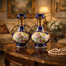 Coppia vasi porcellana blu