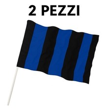 BANDIERA INTER ATALANTA PISA NERAZZURRA NERA E AZZURRA 90x60 Cm Con Asta 2 PZ