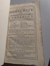 COMPLEAT HOUSEWIFE GENTLEWOMANS COMPANION 2 FOLD OUT PLATES cookery recipes 1730