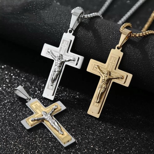 Collana uomo grande gesù - collana,