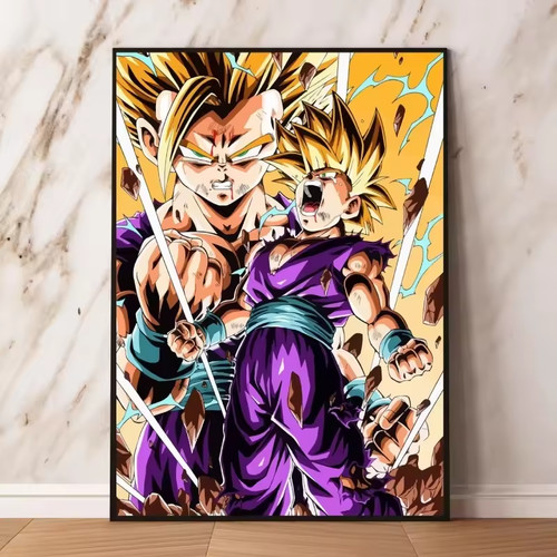 Quadro tela trittico gohan - quadro,