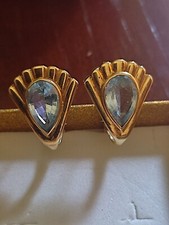 Orecchini In Oro Giallo 18 Kt Con Acquamarina