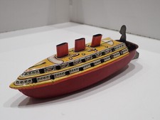 NAVE PIROSCAFO A VAPORE GIOCATTOLO IN LATTA PRODUTTORE SCONOSCIUTO EPOCA