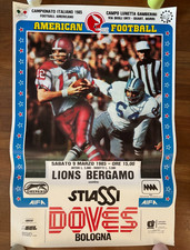 Manifesto Poster, FOOTBALL AMERICANO 1985 STIASSI DOVES BOLOGNA VS LIONS BERGAMO
