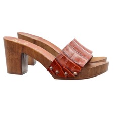 Women's Brown Band Heel Clogs