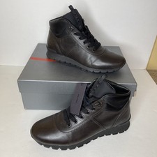 SCARPE SNEAKERS ALTE PRADA MATCHRACE PELLE MARRONE 4T 3040 10 NUOVE US 10