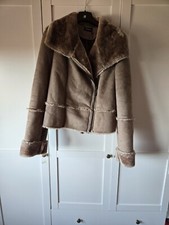 Giubbino Motivi In Ecopelliccia Montone Beige. Tg.48 Nuovo