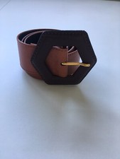 Cintura Belt Yves Saint Laurent YLS Pelle Vita Alta Vintage Alta Moda Marrone