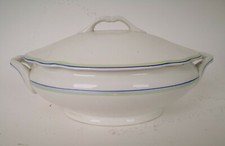 Zuppiera Ceramica LAVENO Bianca Linea Blu Verde design vintage epoca '900-35R