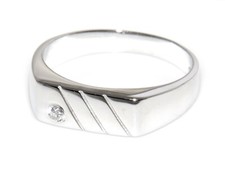 anello argento 925 scudo chevalier rettangolare con zircone bianco per uomo