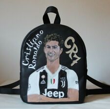 Zaino vera pelle RONALDO CR 7JUVE bianco nero artigianale fatto mano sport italy
