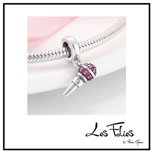 Charm microfono pietre fucsia - charm,