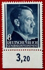 Francobollo Impero tedesco DR Governatorato generale Adolf Hitler seconda guerra mondiale 3