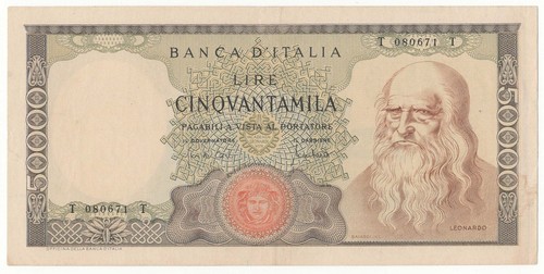 50000 lire leonardo decr - lire,