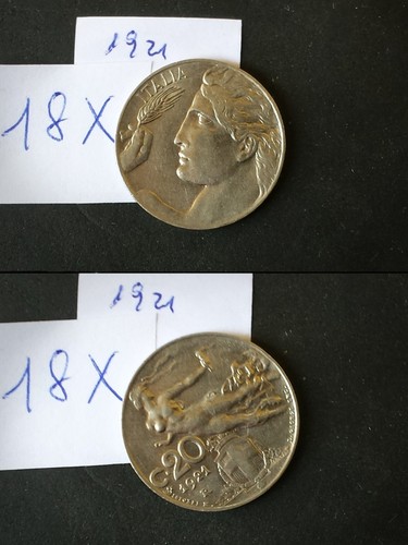 Moneta regno cent 1921 - regno, 20