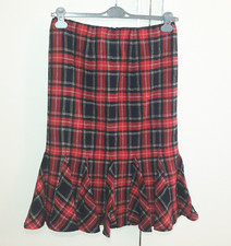 LUISA SPAGNOLI gonna longuette tartan tg. 44 rossa in lana donna scozzese midi