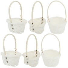 2 Sets  6Pcs Exquisite Woven Baskets Mini Baskets Craft Adornments (White)