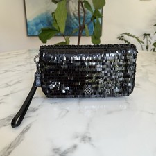 Borsa da sera COACH collezione occasioni paillettes grande pochette 44460 nera pieghevole