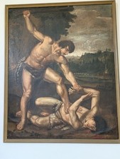 Dipinto Antico Del 1500  Caino E Abele. 170x100 Mt Buono Stato Di Conservazione