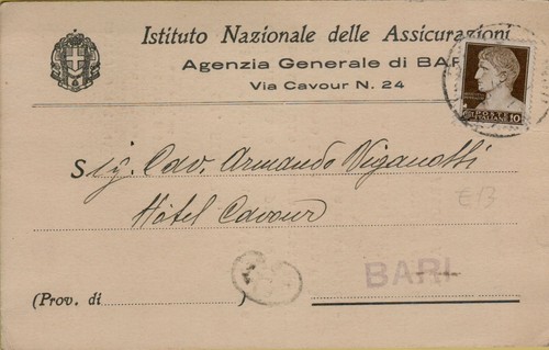 301746g antica cartolina bari - antica,