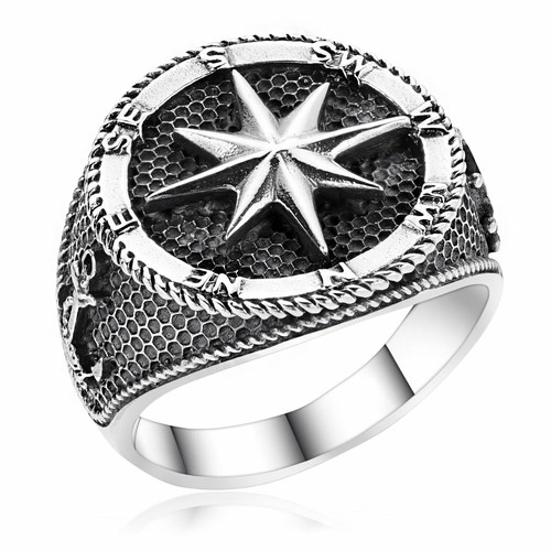 Anello uomo bussola materia - anello,