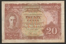BANCONOTA 20 CENTESIMI MALESIA