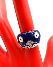 ANELLO , BIGIOTTERIA SMALTATO BLU NOTTE CON STRASS