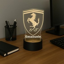 Lampada in Plexiglass Scuderia Ferrari e Nome Personalizzato LED Luce 7 Colori