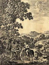 Stefano Della Bella Incisione Di Cavallo Paesaggio XVII°