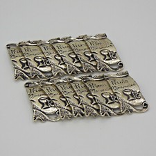 Lotto 12 Medagliette argentate pergamena incisione Prima comunione bomboniera