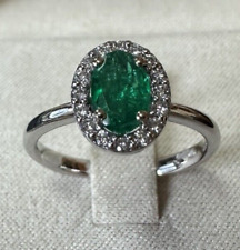 ANELLO IN ORO BIANCO 18kt. CON DIAMANTI NATURALI E SMERALDO NATURALE COLOMBIA