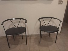 coppia rare sedie poltroncine vintage Cattelan ferro e cuoio anni '90