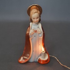 Lampada Scultura Ceramica Sacra Maria Bambina Maiolica 700/88 Italy Vintage 1940
