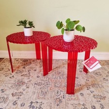 Kartell T-Table Rosso Rotondo Acrilico Italiano Patricia Urquiola Grande PREZZO PER UNO 