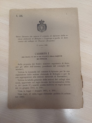 Decreto regno italia spinone - decreto, d'italia