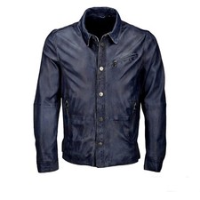 Camicia giacca pelle biker blu