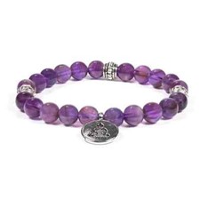 Bracciale elastico in pietra naturale Ametista viola originale simbolo Buddha