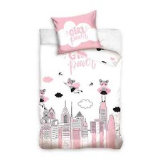 Set letto singolo copripiumino + federa ufficiale Super Girl cotone 4397