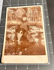 1880s Girl w/  Dog Pet Border