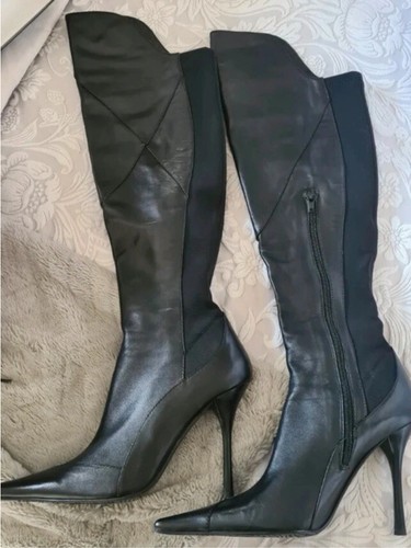 Stivali moda pelle neri - pelle, in