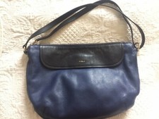 Borsa Furla in pelle bicolore blu nero da spalla a tracolla