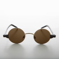 Occhiali Da Sole Vintage Hippie Rotondi Neri / Oro / Marroni - Sean