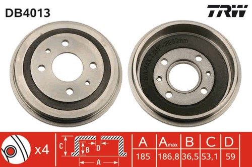 Tambor freno trw db4013 per - tambor,