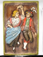 Thun vintage, grande formella, tavola con Tirolesi. Dimensioni 52,5x34,5 cm.