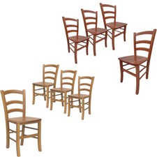 [2 COLORI] Set 4 Sedie da Cucina in Legno Massello 43x42x86 Made Italy - Paesana