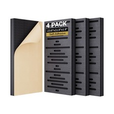 TONOR Confezione da 4 Pannelli Acustici da Parete in Legno, 23,6” * 11,8” * 1,9” 3D Autoadesivi...