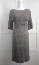 Abito vintage anni '50 sale e pepe (marrone nero bianco) fasciante, tg. 40, made