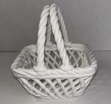 Pier 1 Imports Dolomite Basket White Woven Lattice Braid Decor Farmhouse Spring